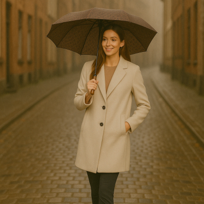Compact Folding Umbrella With Logo Pattern