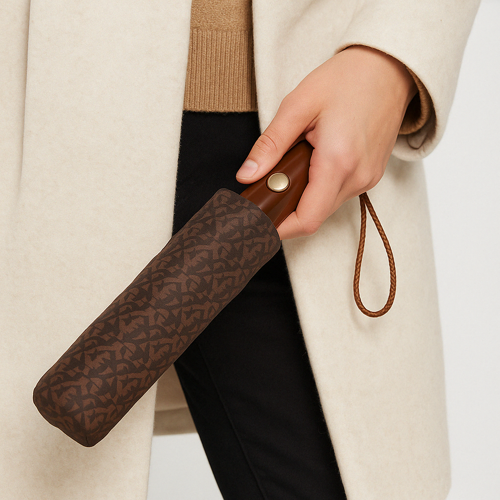 Compact Folding Umbrella With Logo Pattern