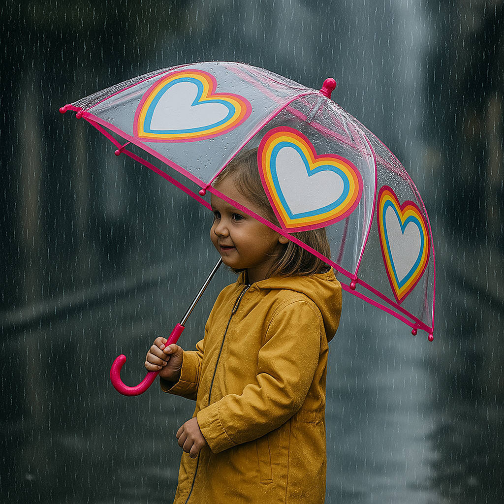 Transparent Dome Umbrella With Colorful Layered Outline Design