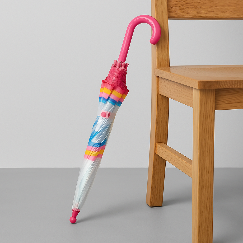 Transparent Dome Umbrella With Colorful Layered Outline Design