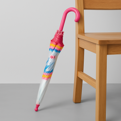 Transparent Dome Umbrella With Colorful Layered Outline Design