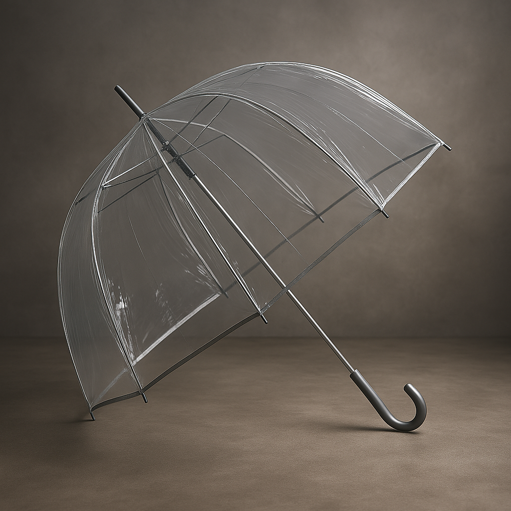 Manual Bubble Umbrella with Clear Canopy and Full Dome Coverage