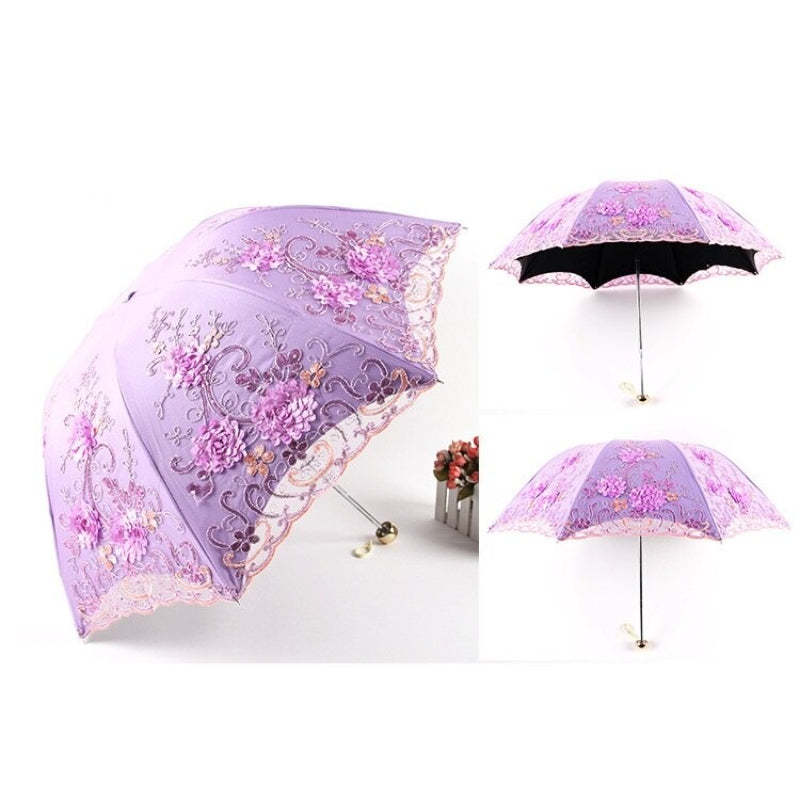 Women's Sun Lace Folding Flower Umbrellas