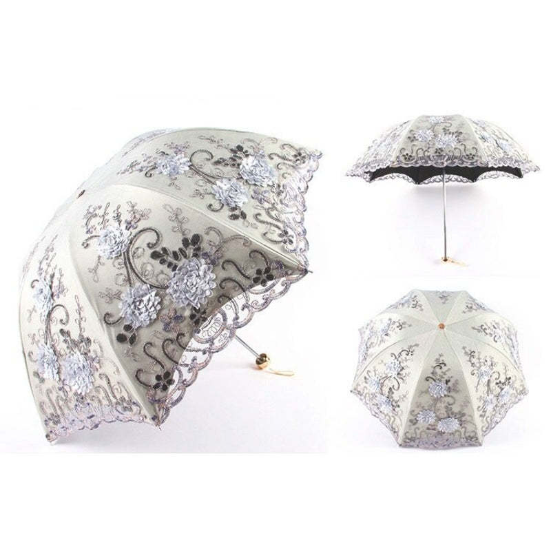 Women's Sun Lace Folding Flower Umbrellas
