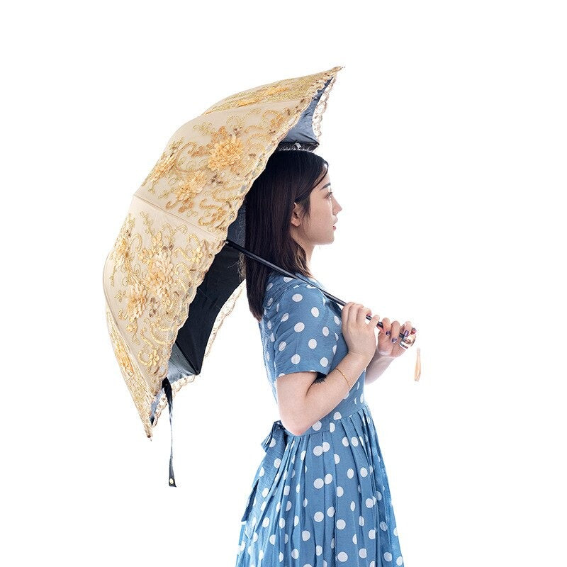 Women's Sun Lace Folding Flower Umbrellas