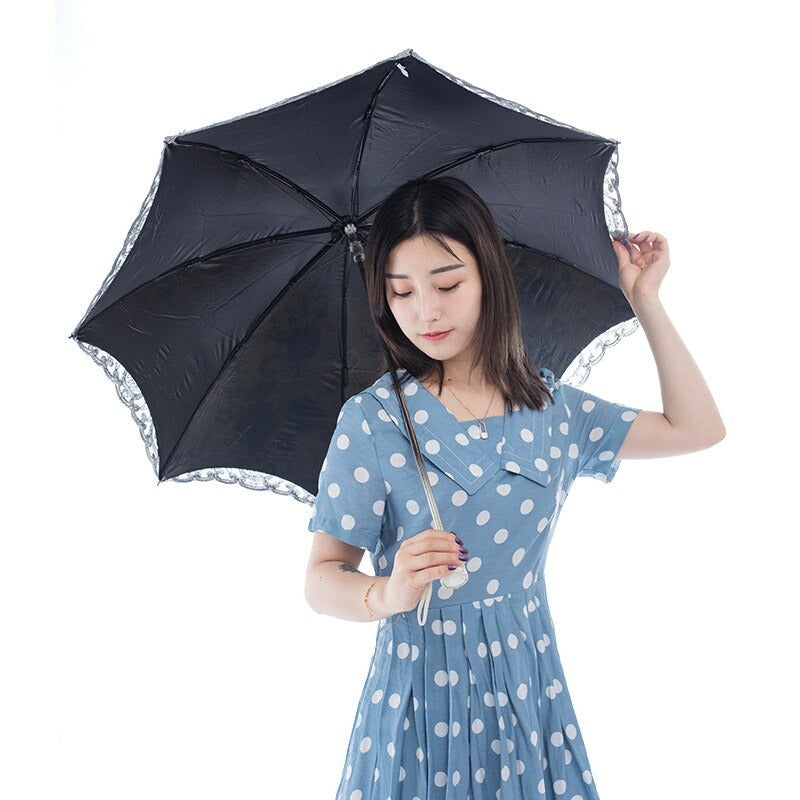 Women's Sun Lace Folding Flower Umbrellas