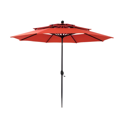 10ft Patio Umbrellas without Base Outdoor 3 Tier Vented Large Market Table Umbrella with 8 Sturdy Ribs for Lawn Poolside Garden Terrace Springbok 