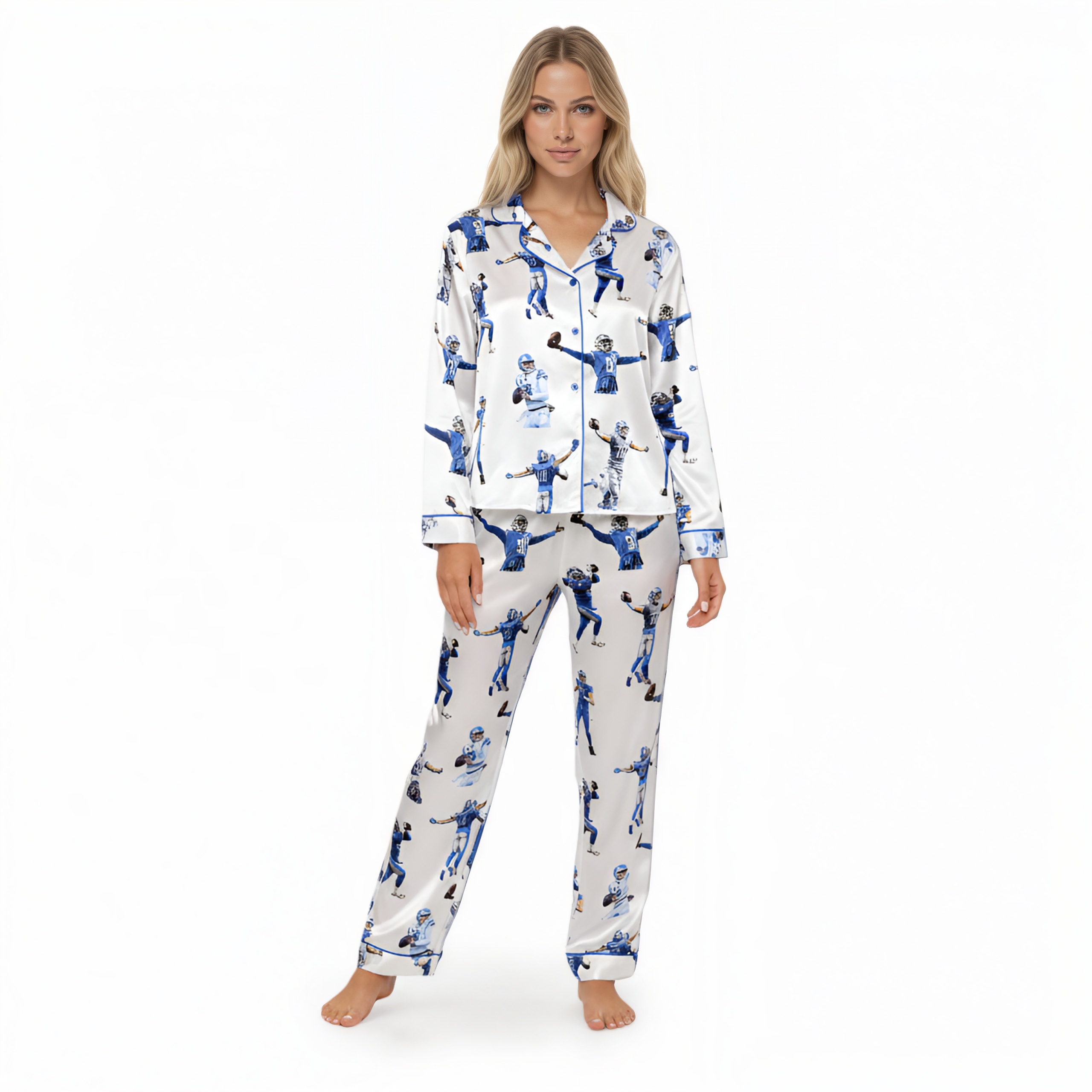 Detroit Football Printed Pajama Set