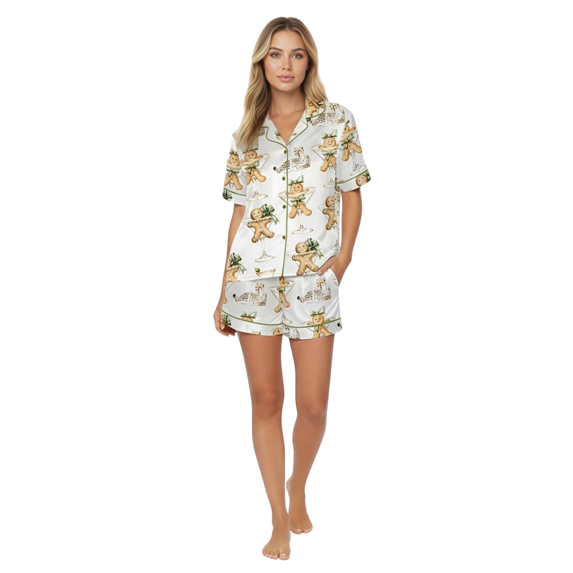 Cookie Leopard Christmas Art Pajama Set