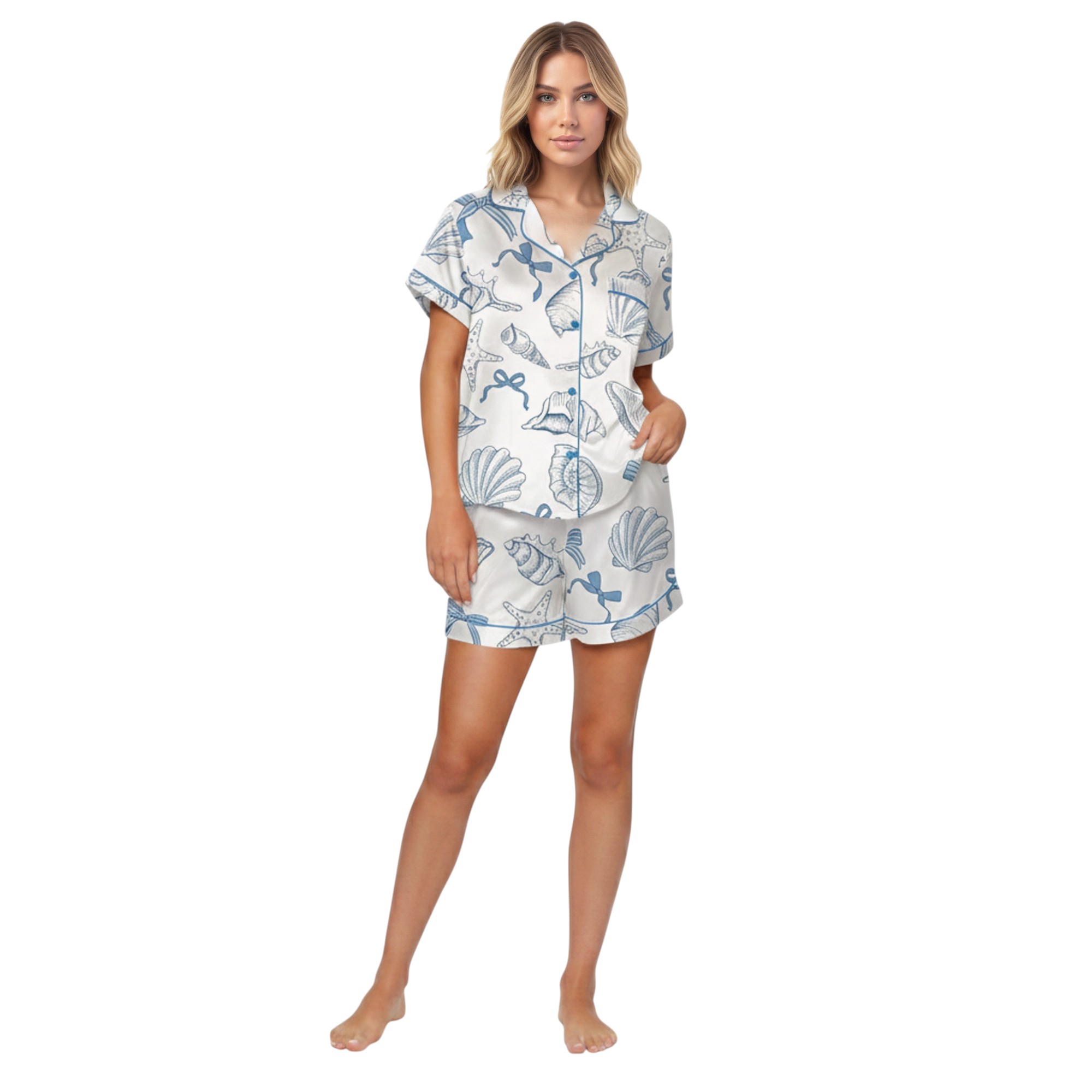 Coquette Seashell Coastal Summer Pajama Set