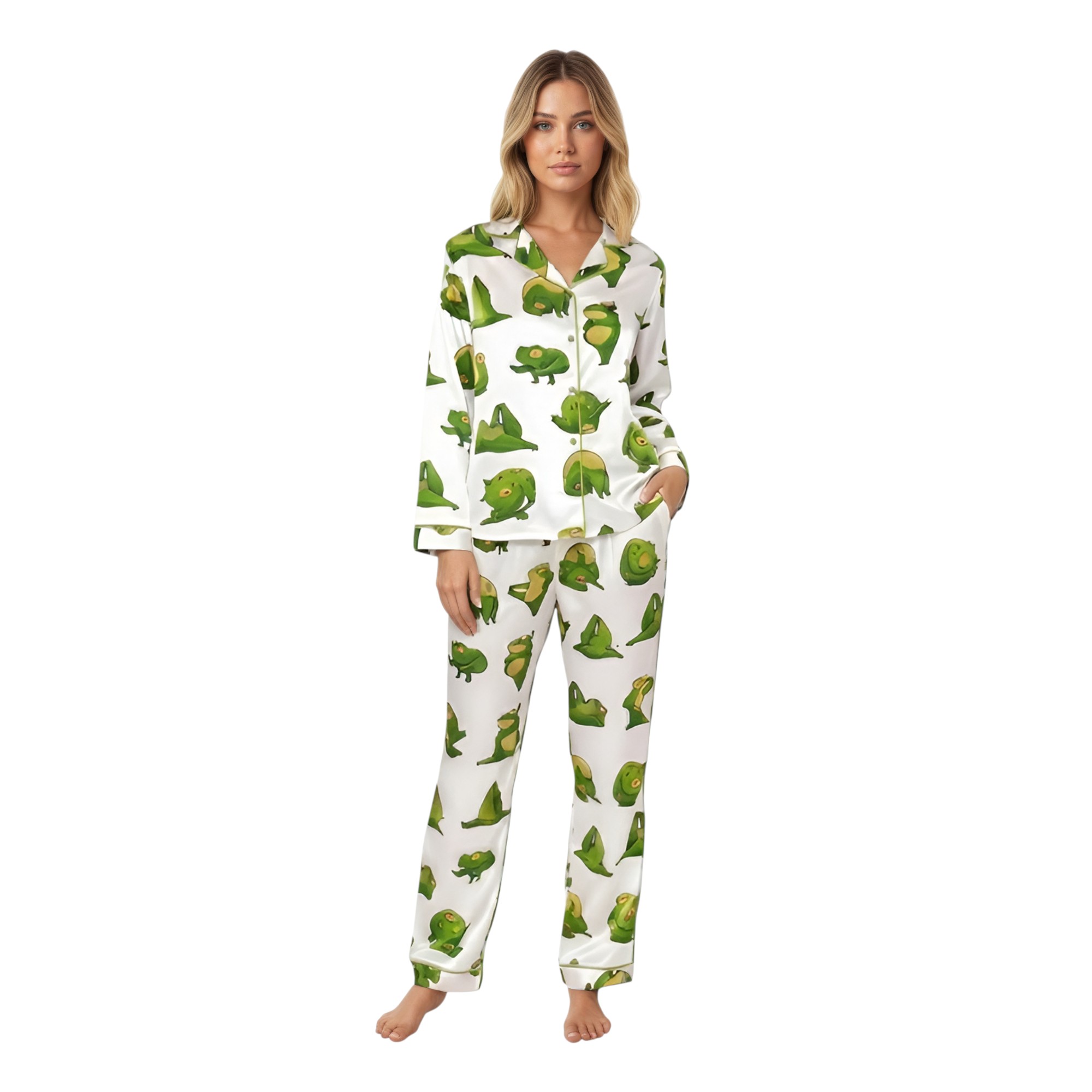 Yoga Frog Print Pajama Set