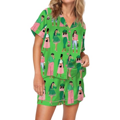 Sisterhood Illustration Inspired Pattern Pajama Set