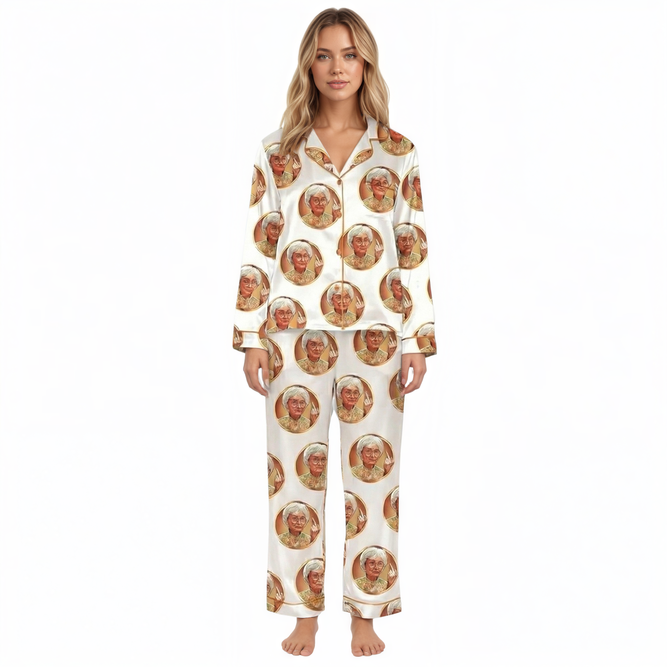 Finger Print Pajama Set With Matching Pants