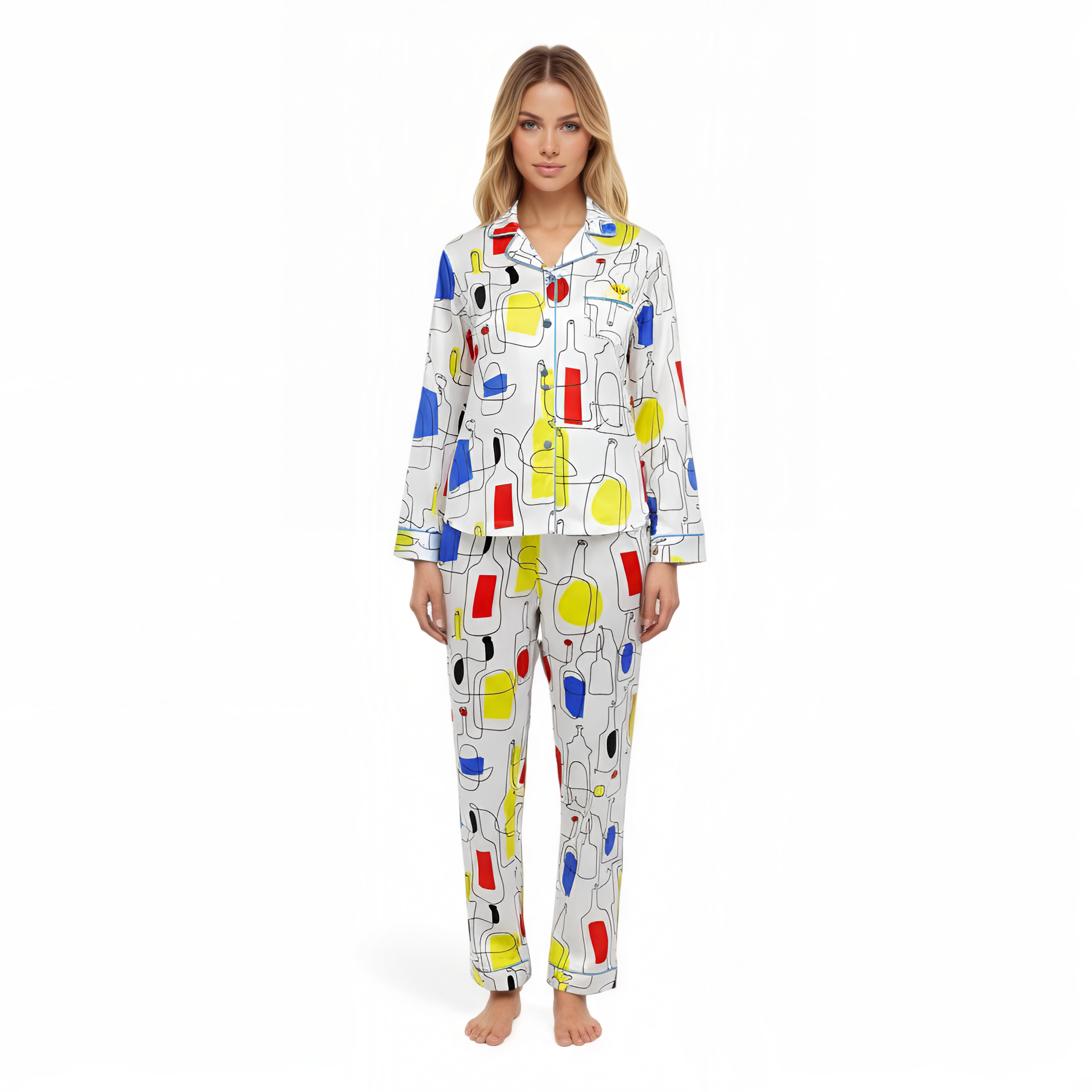 Abstract Bottle Art Print Pajama Set
