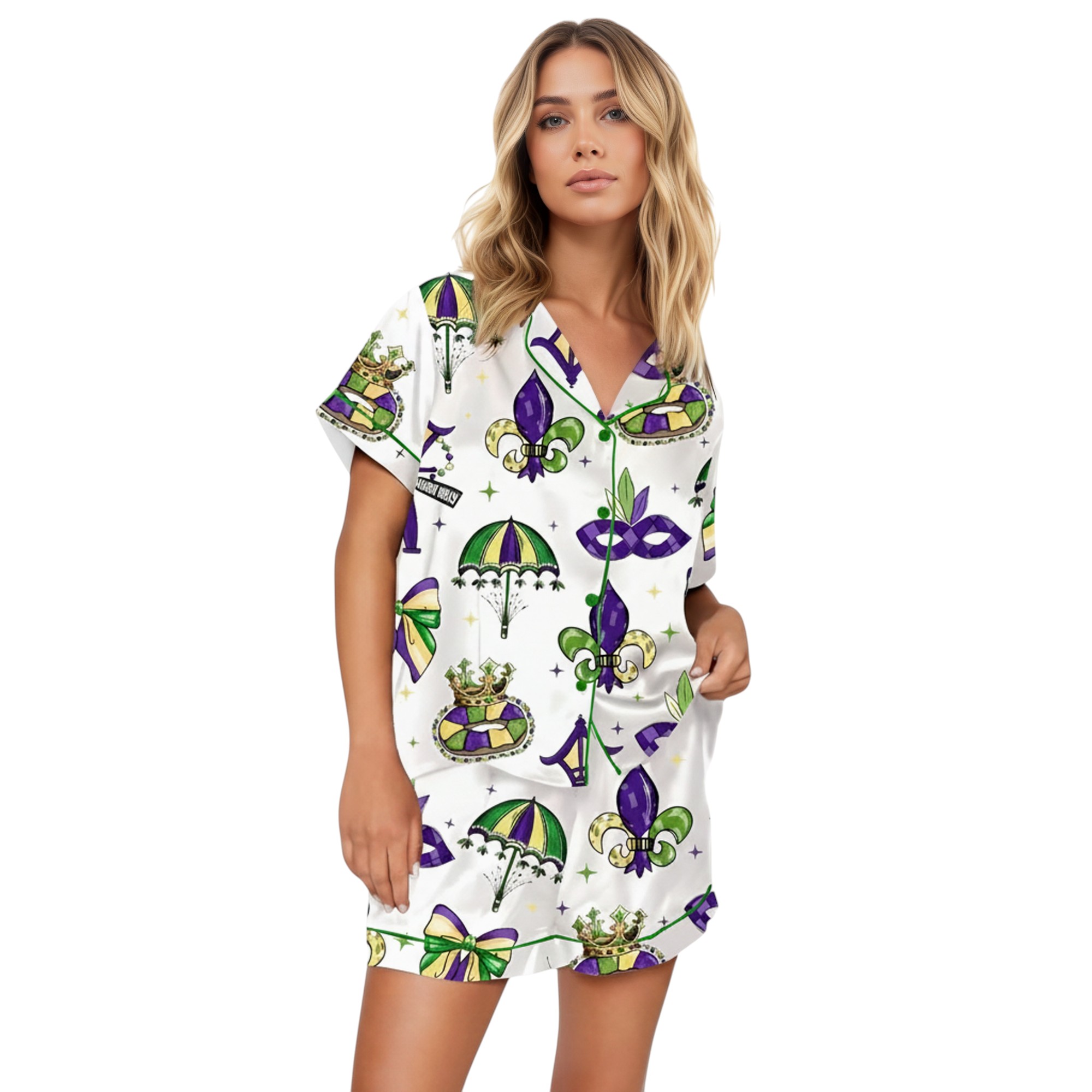 Coquette Mardi Gras Bow Pajama Set