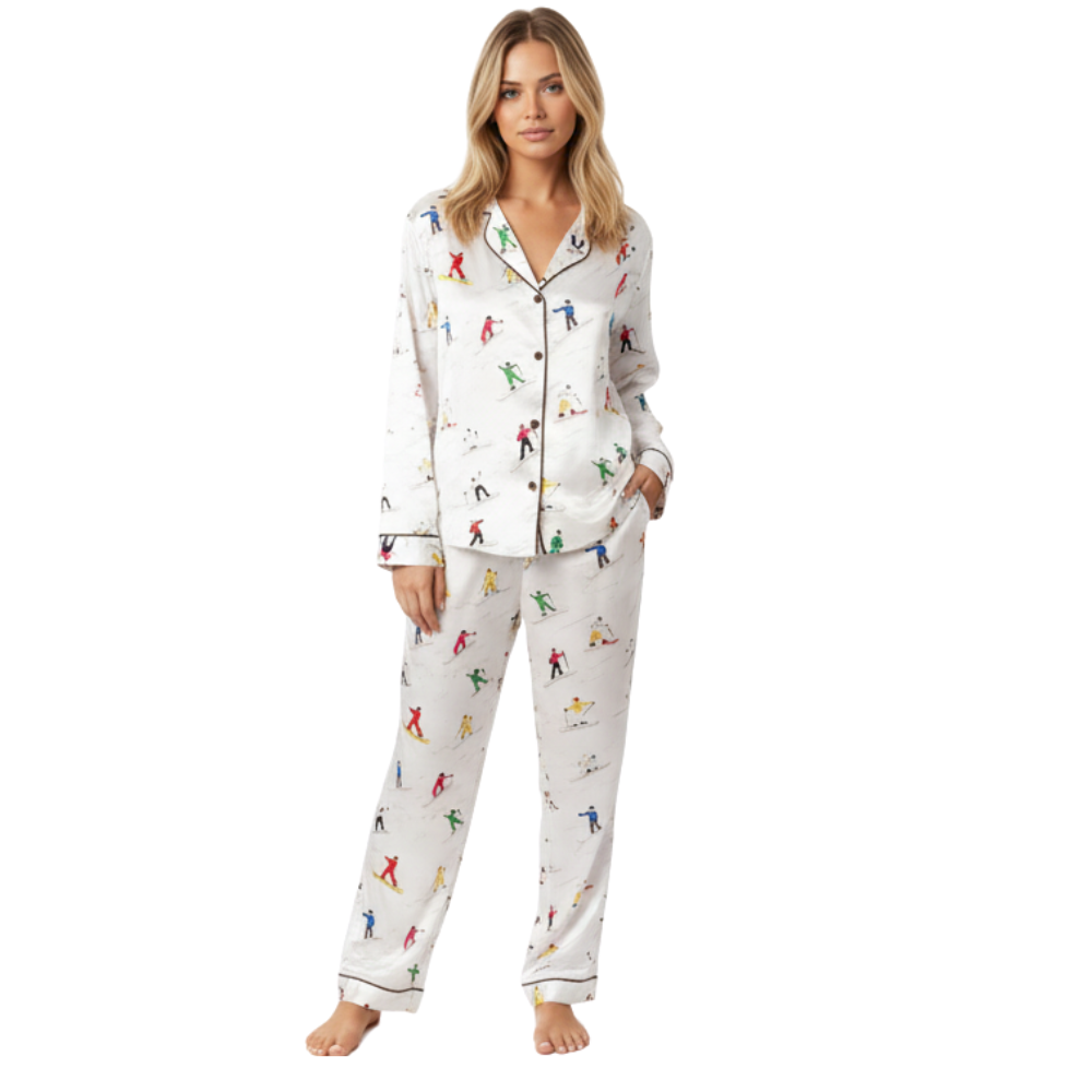 Abstract Winter Ski Printed Pajama Set