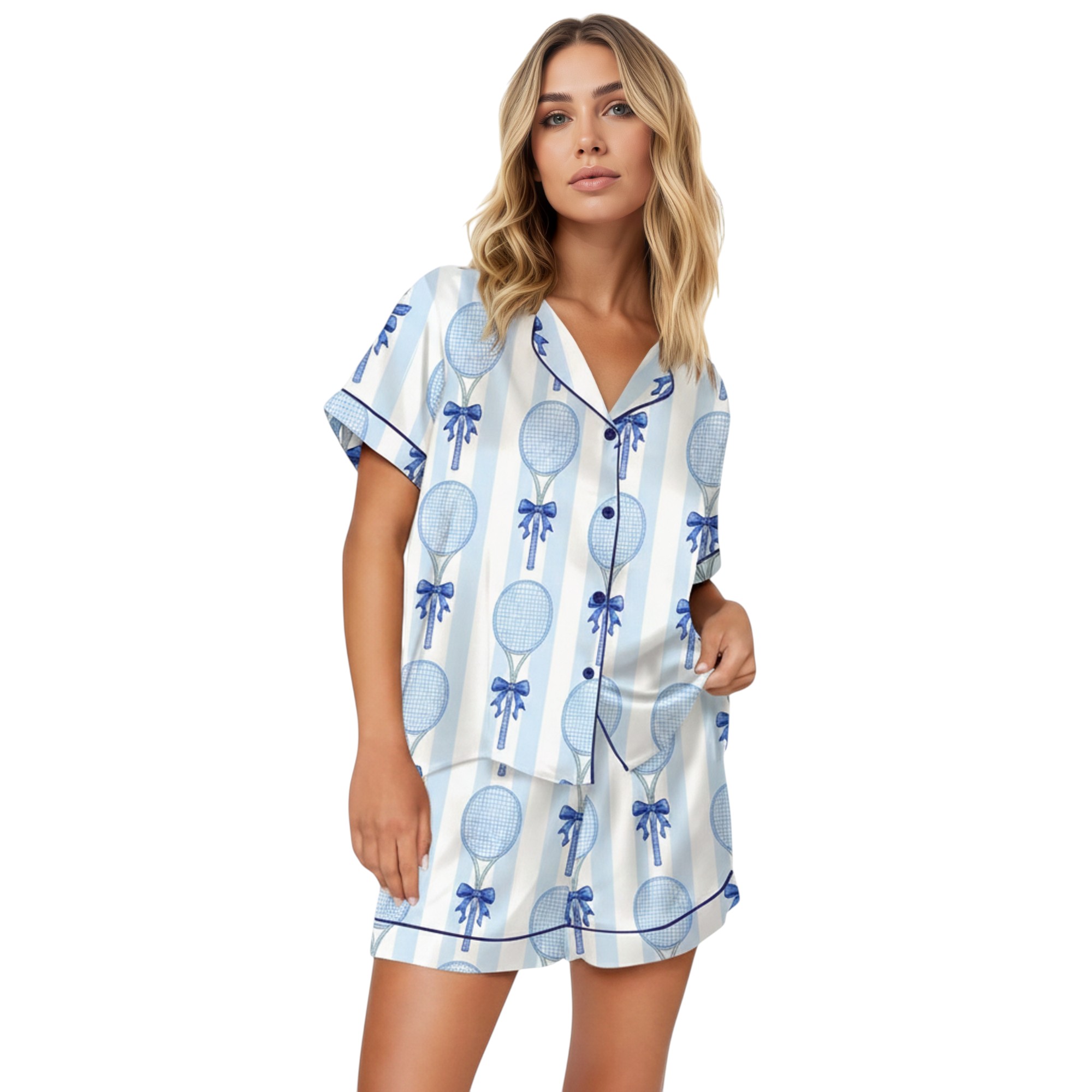Coquette Tennis Racket Design Pajama Set