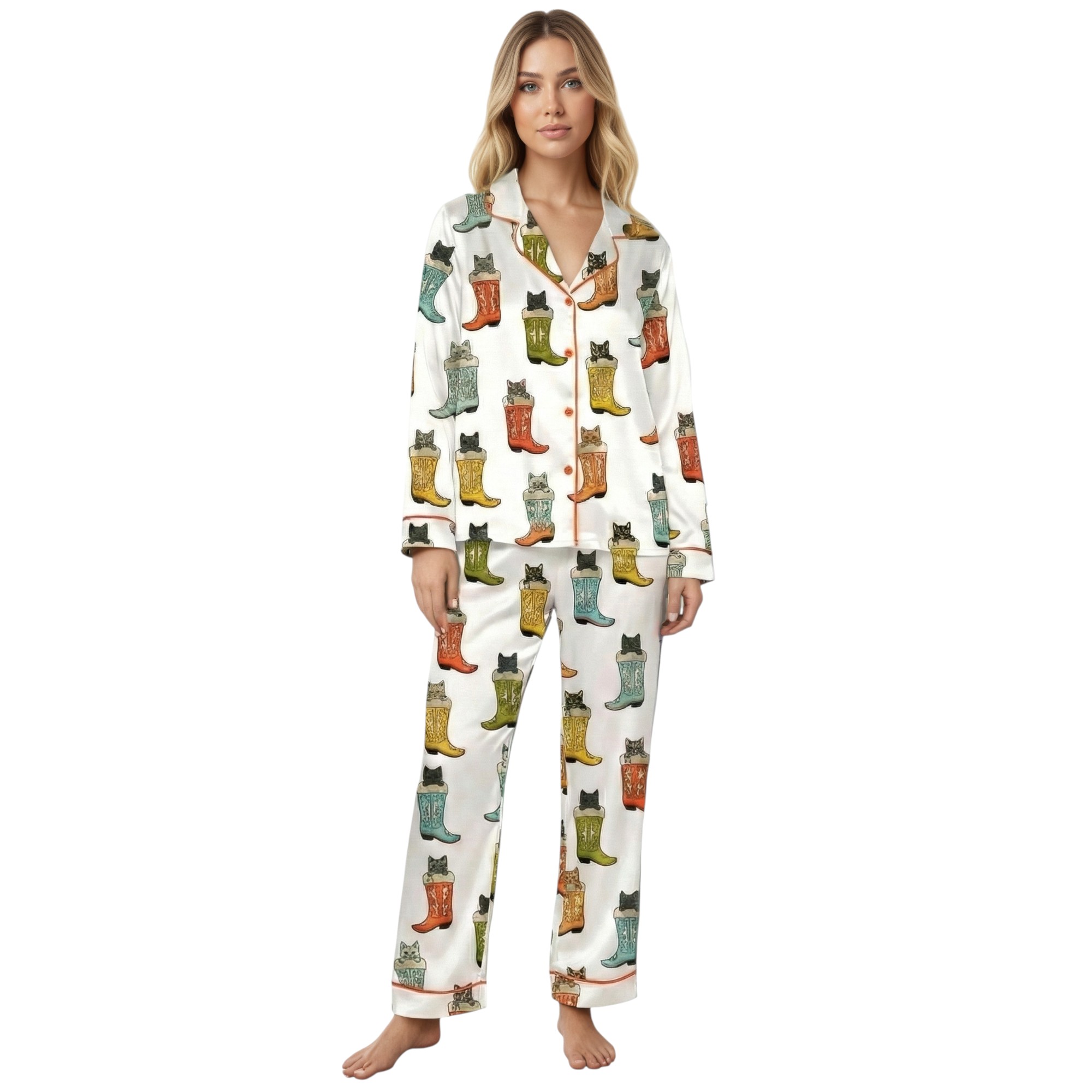 Cat Boots Print Pajama Set