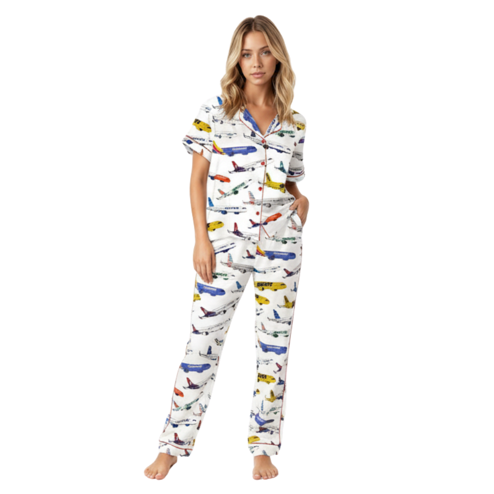 Airline Aircraft Pattern Pajama Set