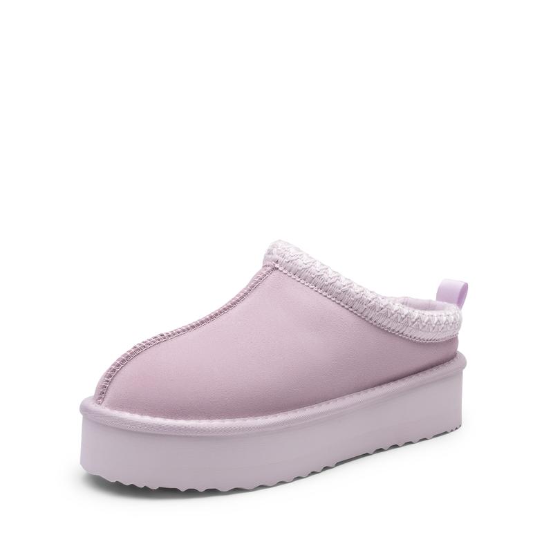 Casual Suede Platform Faux Fur Slippers For Women