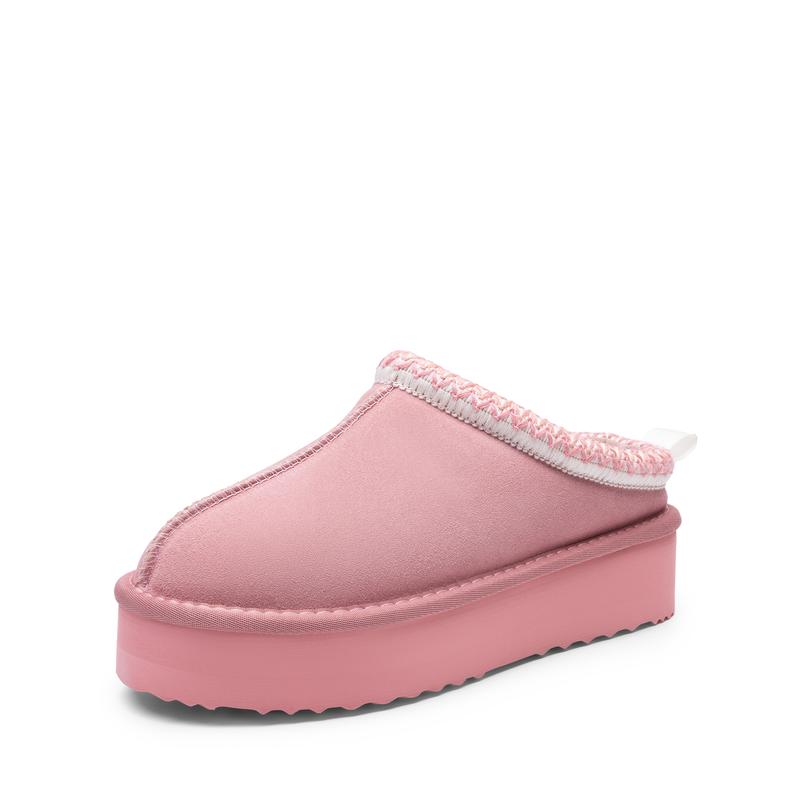 Casual Suede Platform Faux Fur Slippers For Women