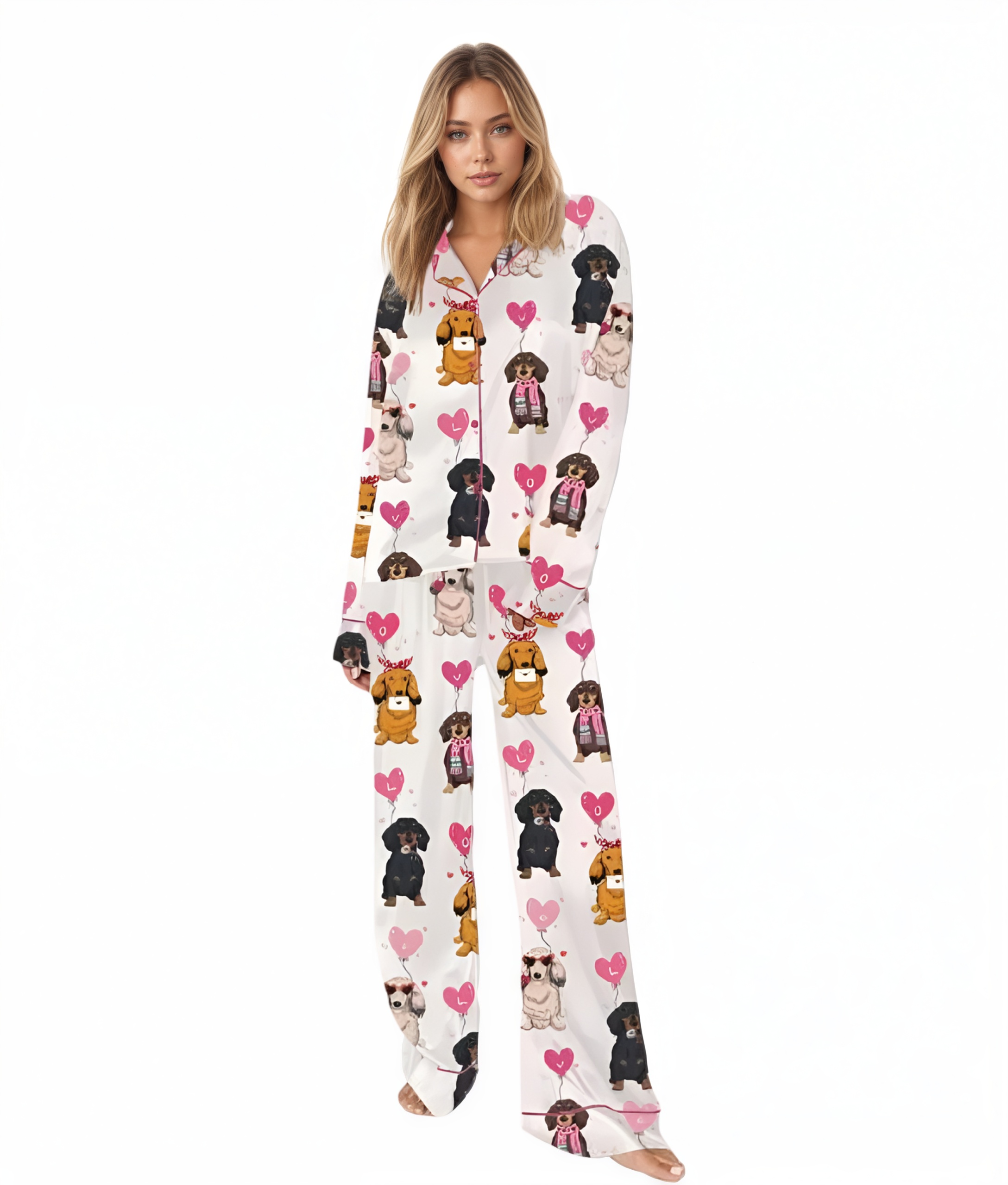 Dachshund Print Long Sleeve Pajama Set