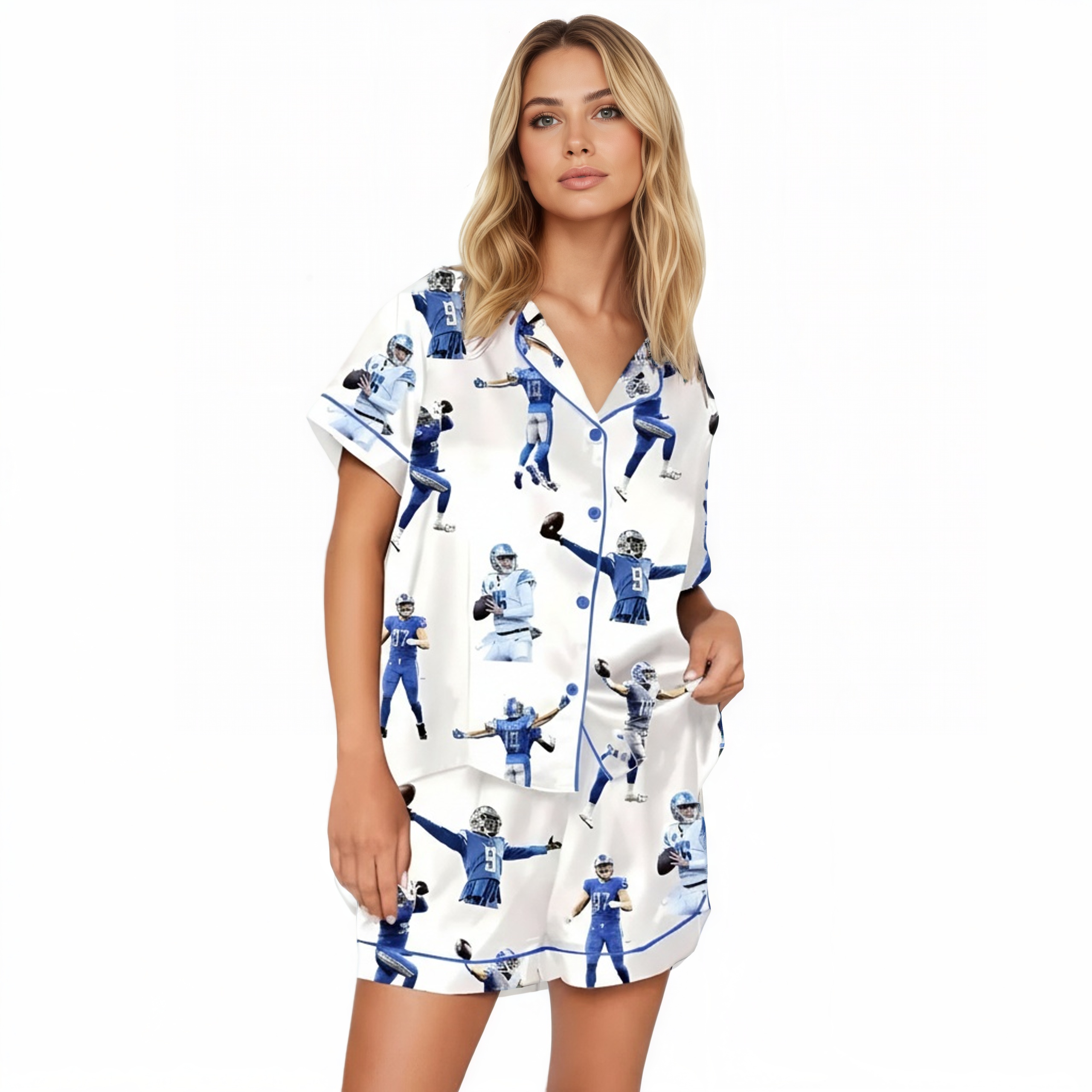 Detroit Football Printed Pajama Set