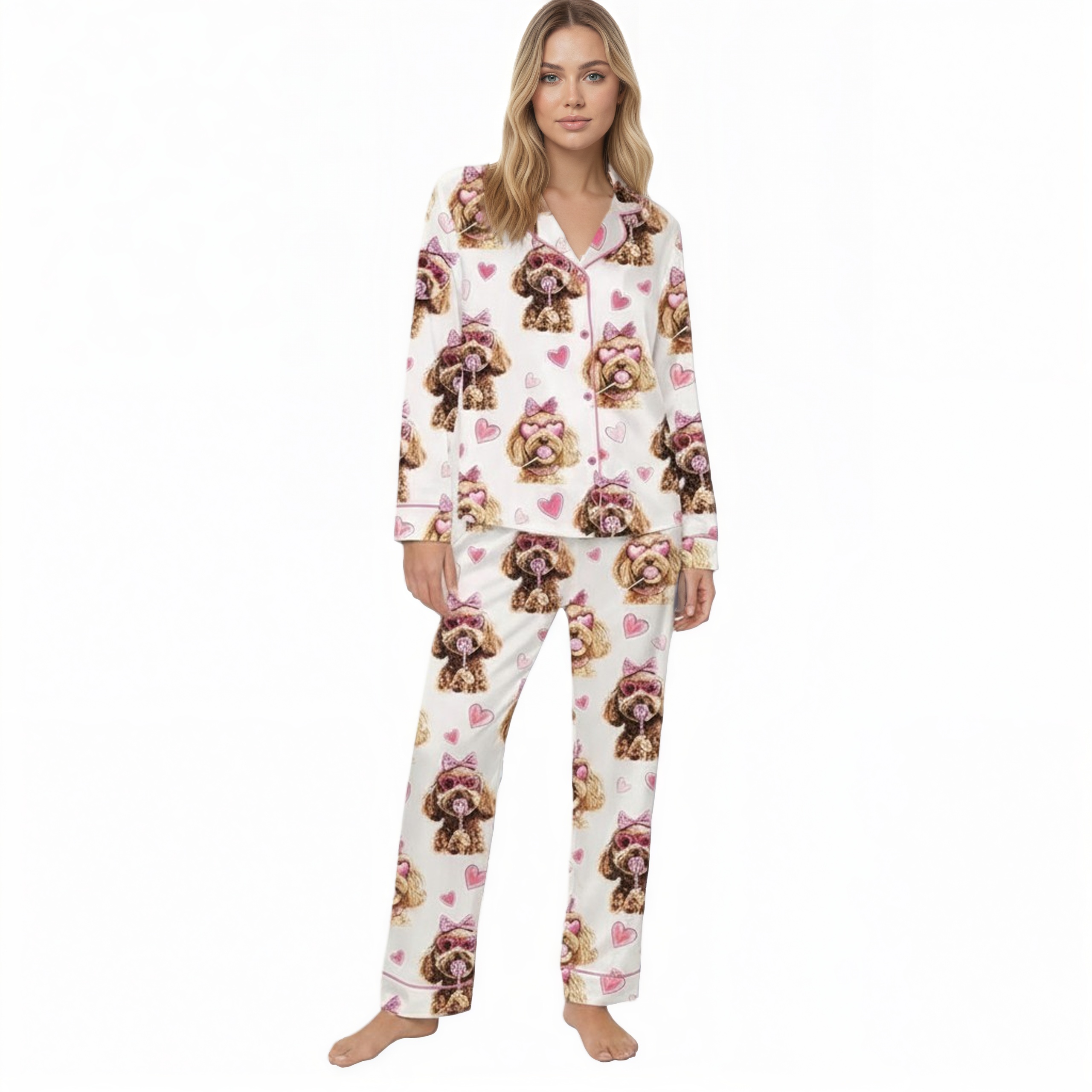Valentine Themed Dog Print Pajama Set
