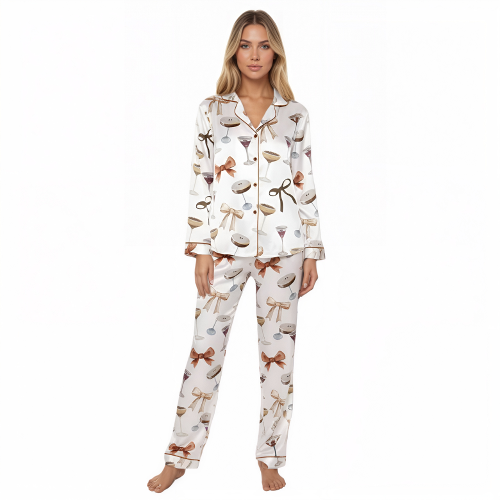Espresso Coquette Bow Pajama Set