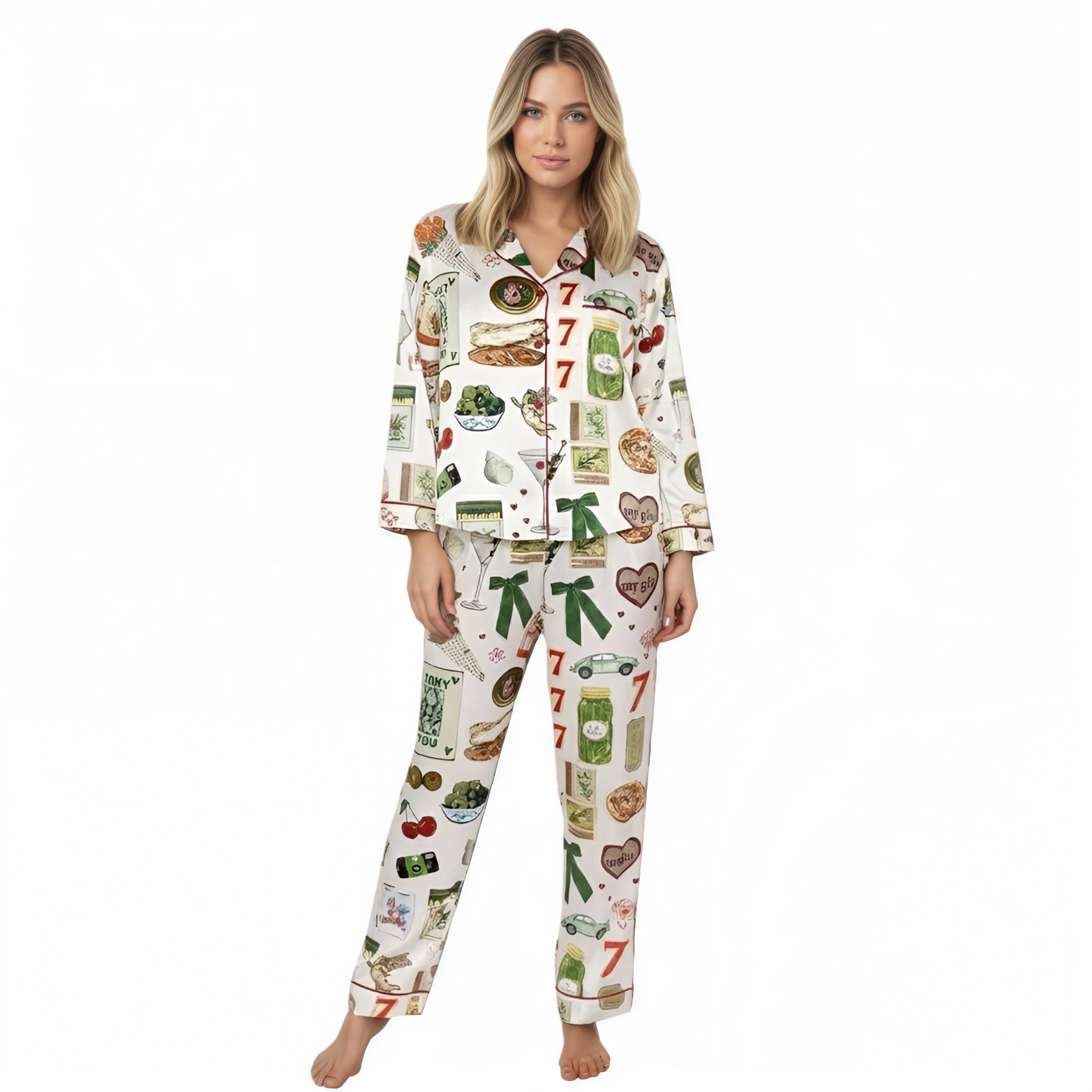 Espresso Food Icons Printed Pajama Set