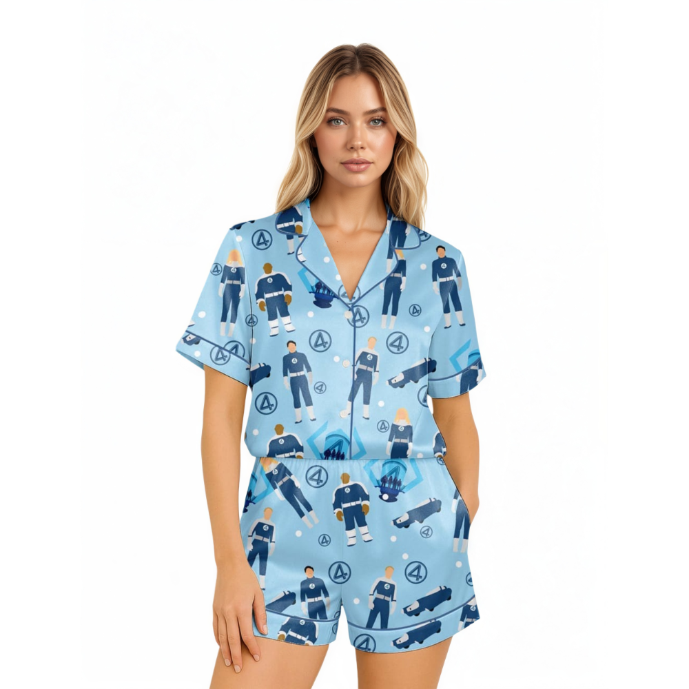 Four Heroes Graphic Theme Pajama Set