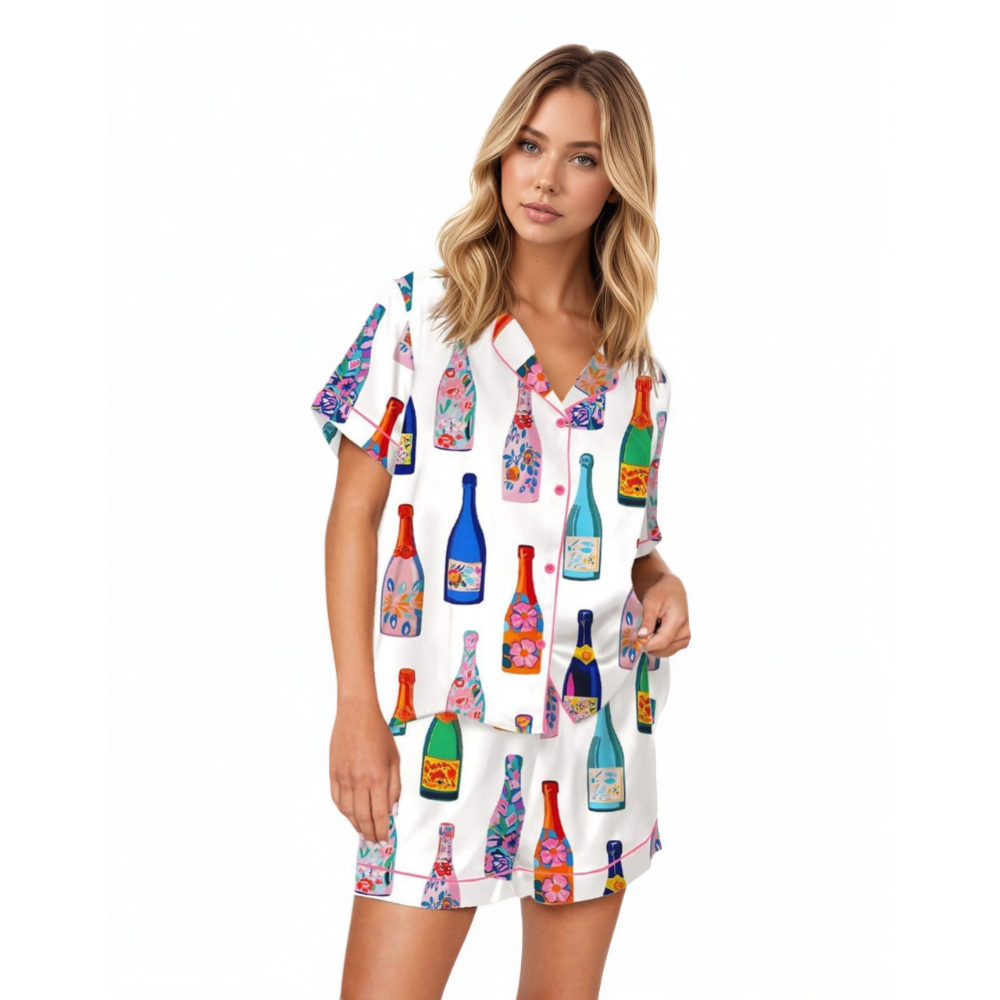 Floral Drink Bottle Themed Pajama Set