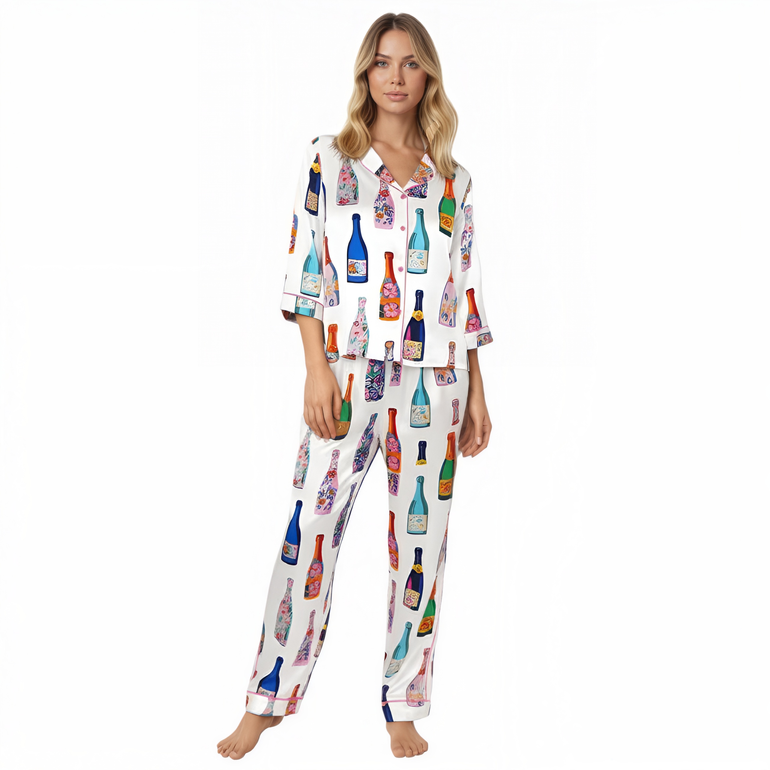Floral Drink Bottle Themed Pajama Set