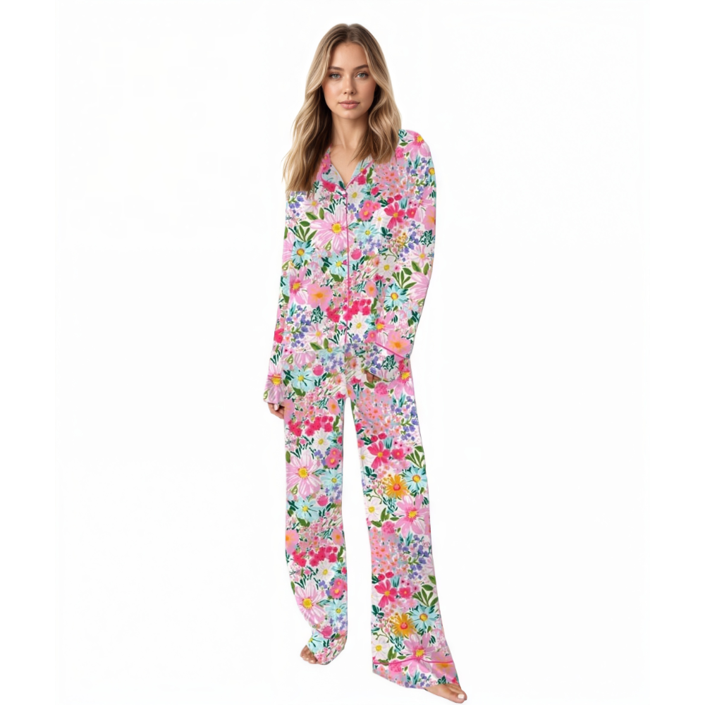 Floral Botanical Pajama Set With Prints