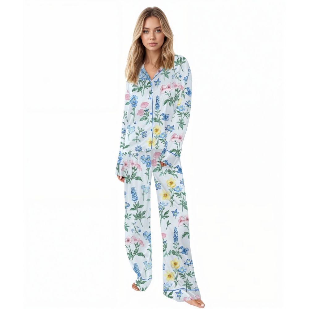 Floral Botanical Pajama Set With Prints