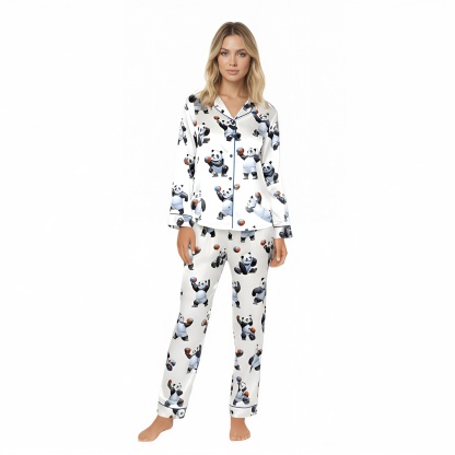 Funny Panda Volleyball Printed Pajama Set