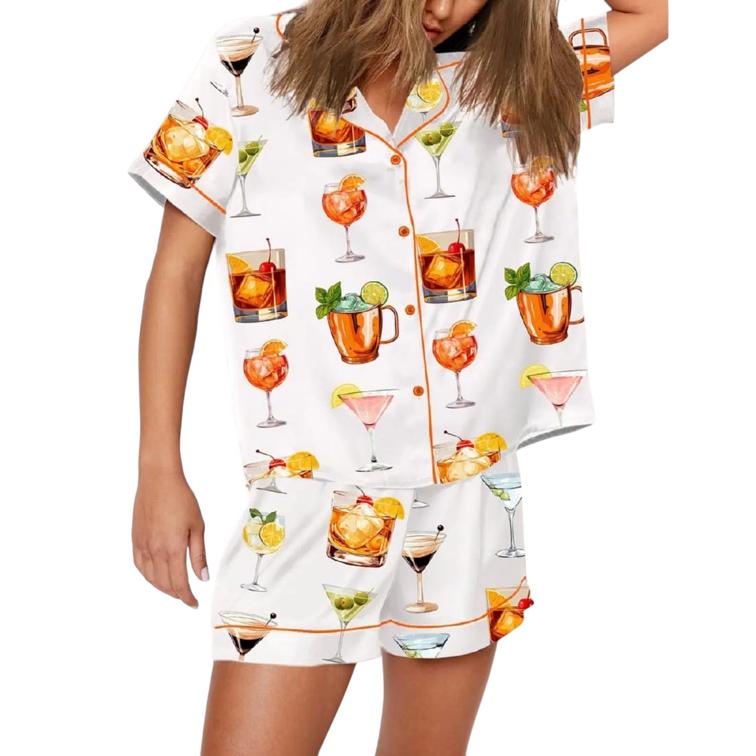 Mixed Cocktail Illustration Theme Pajama Set