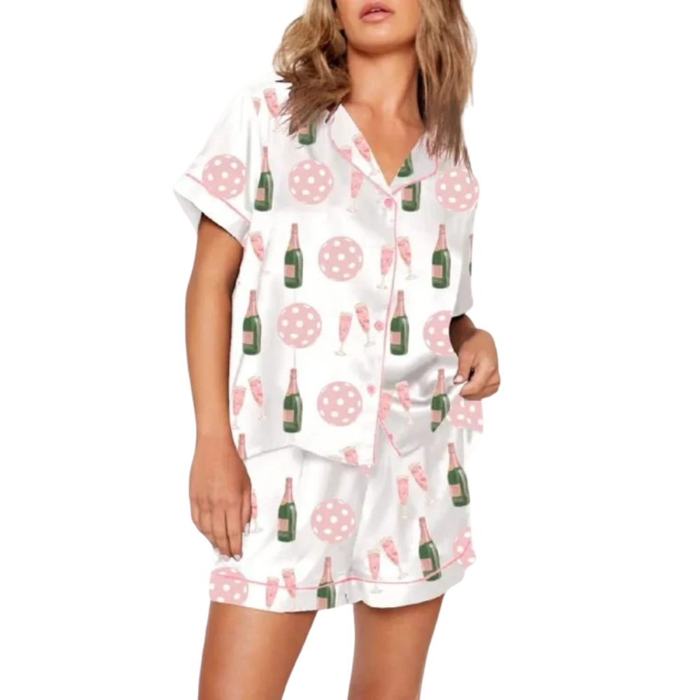 Pickleball Glasses Printed Pajama Set