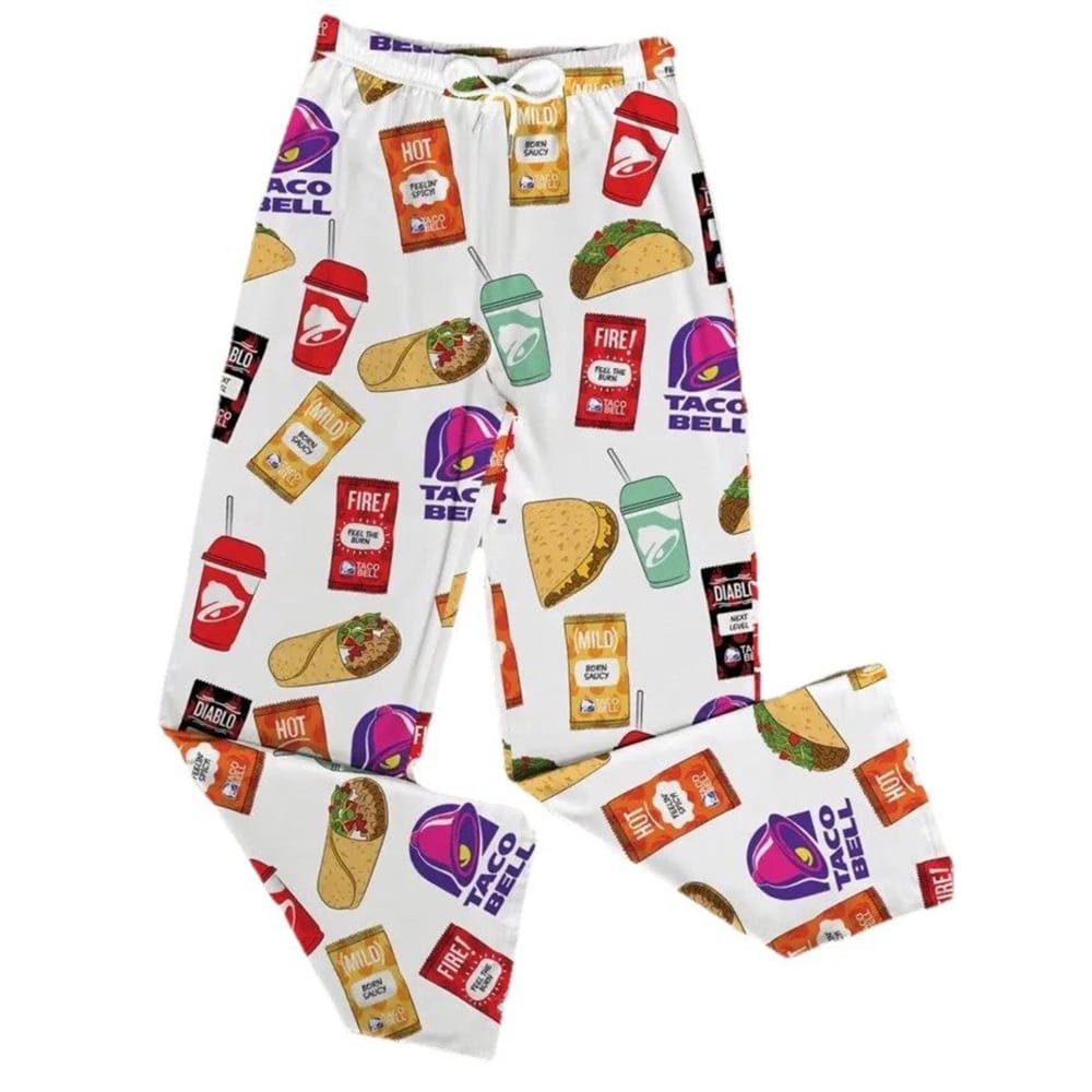 Graphic Print Pajama Pants With Tacos And Sodas