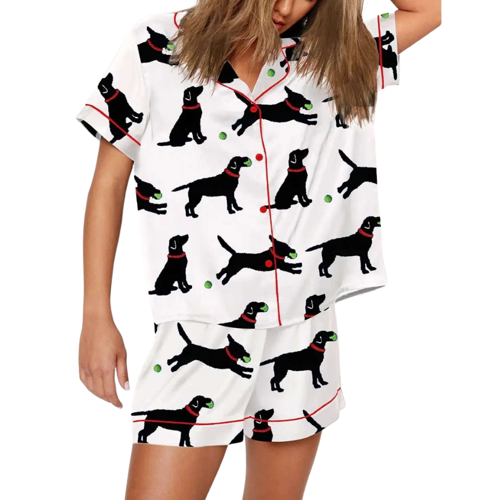 Lab With Ball Printed Pajama Set