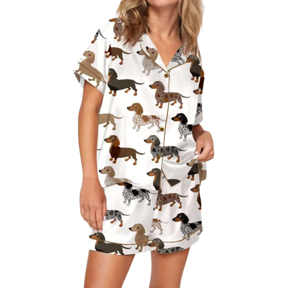 Dachshund Satin Printed Pajama Set