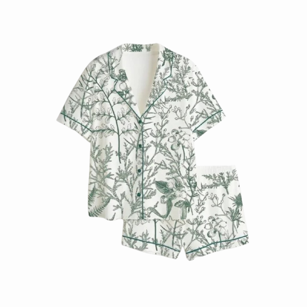 Botanical Sage Garden Satin Pajama Set