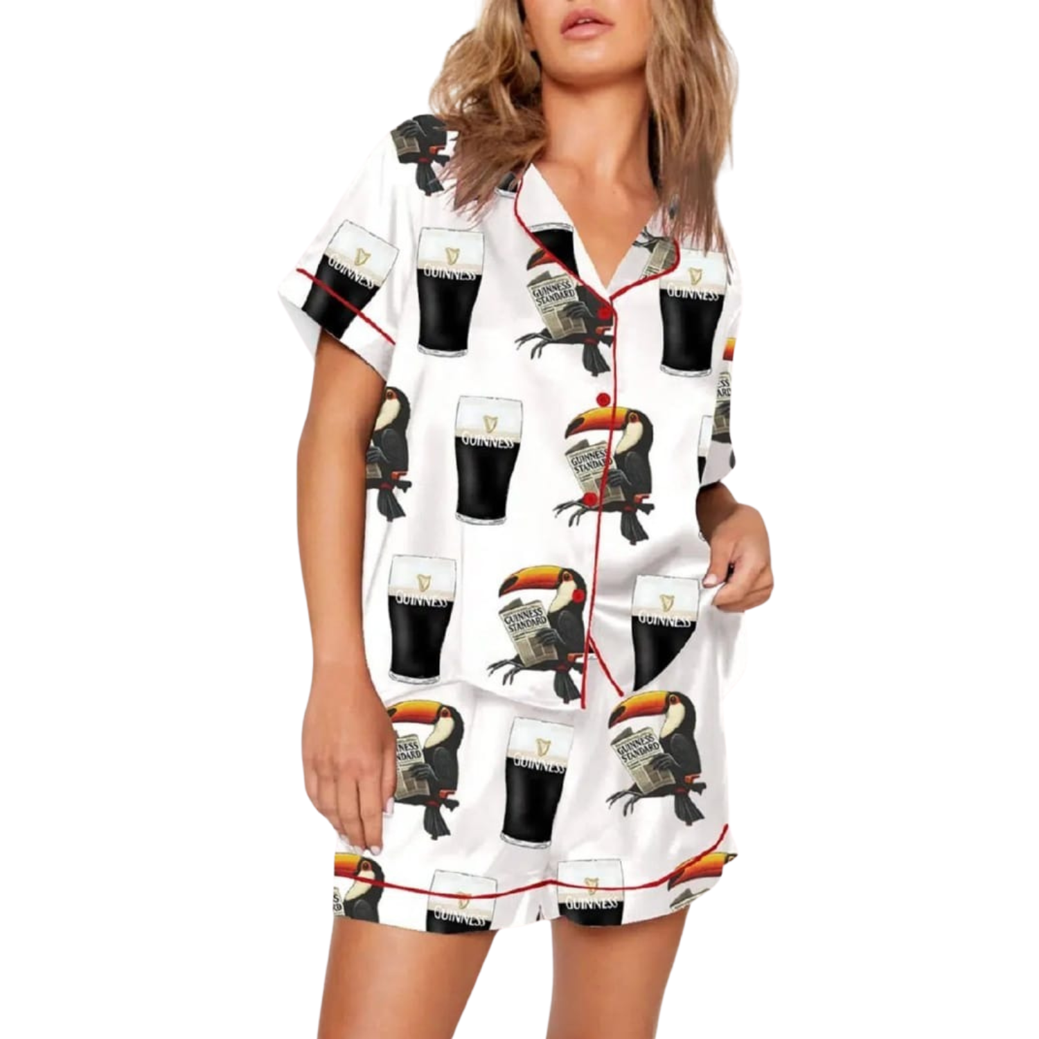 Toucan Print Pajama Set With Split The Guinness Graphic