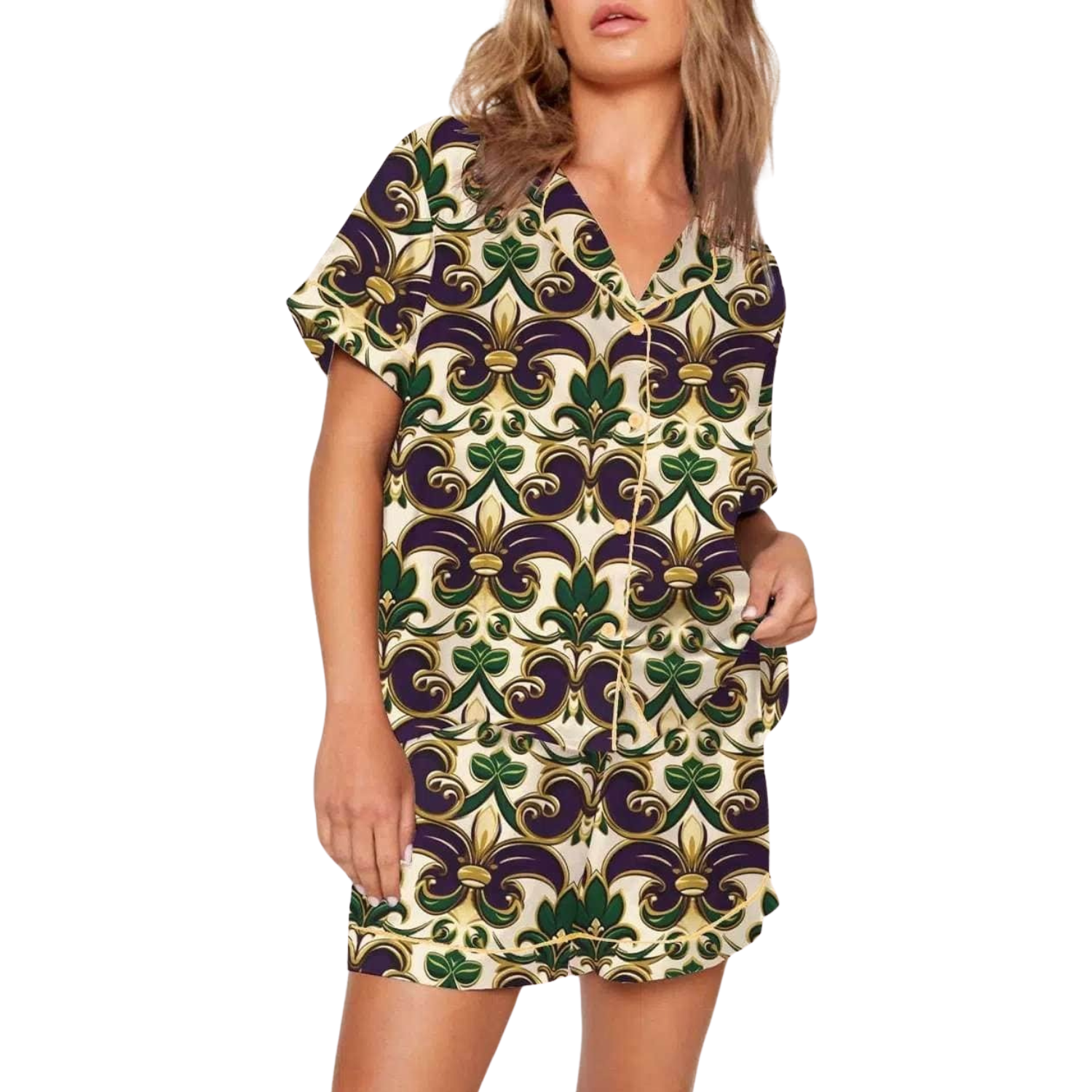 Mardi Gras Design Printed Pajama Set