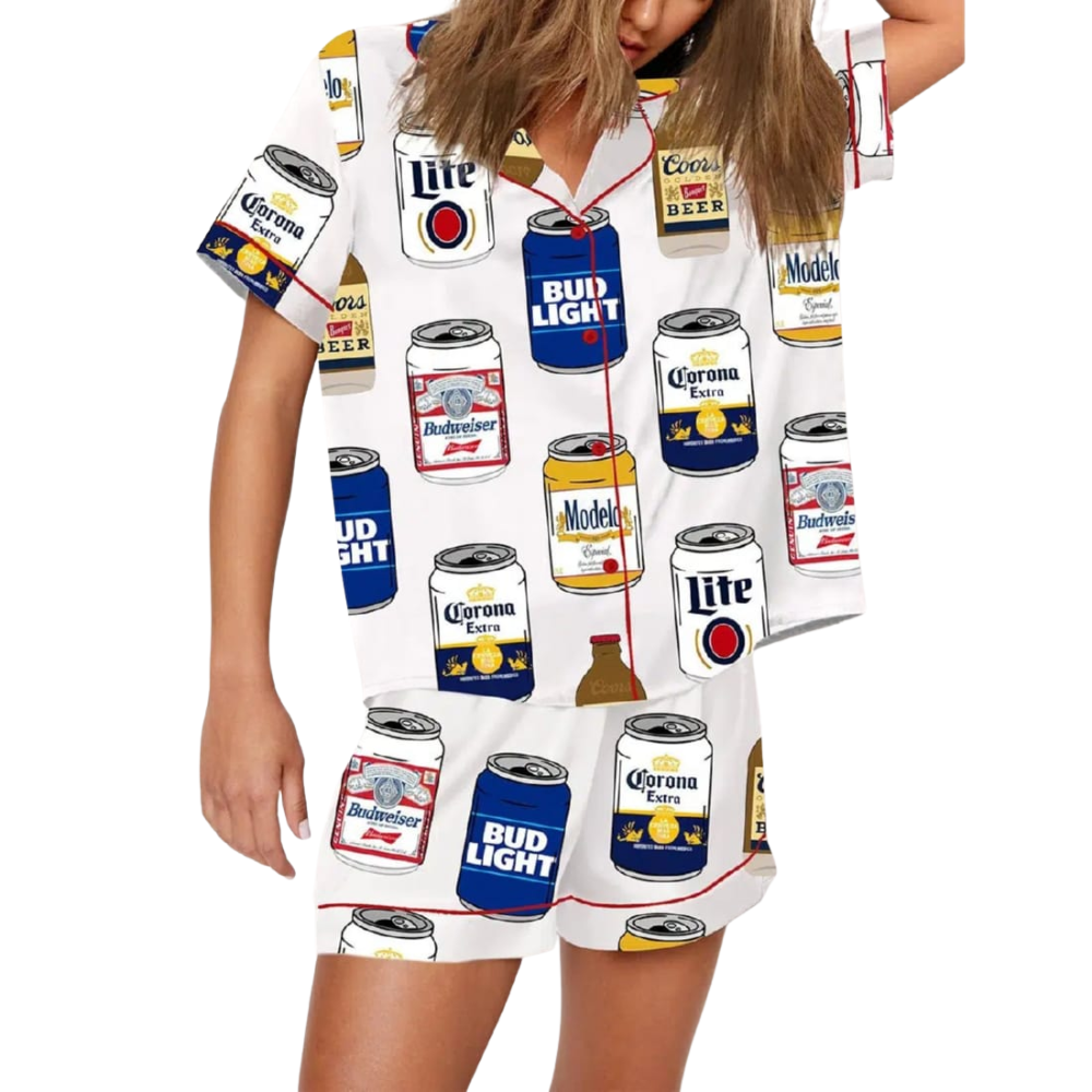 Iconic Can Design Pajama Set For Fun Nights