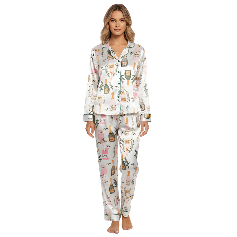 Elegant Bottle Pattern Comfortable Pajama Set