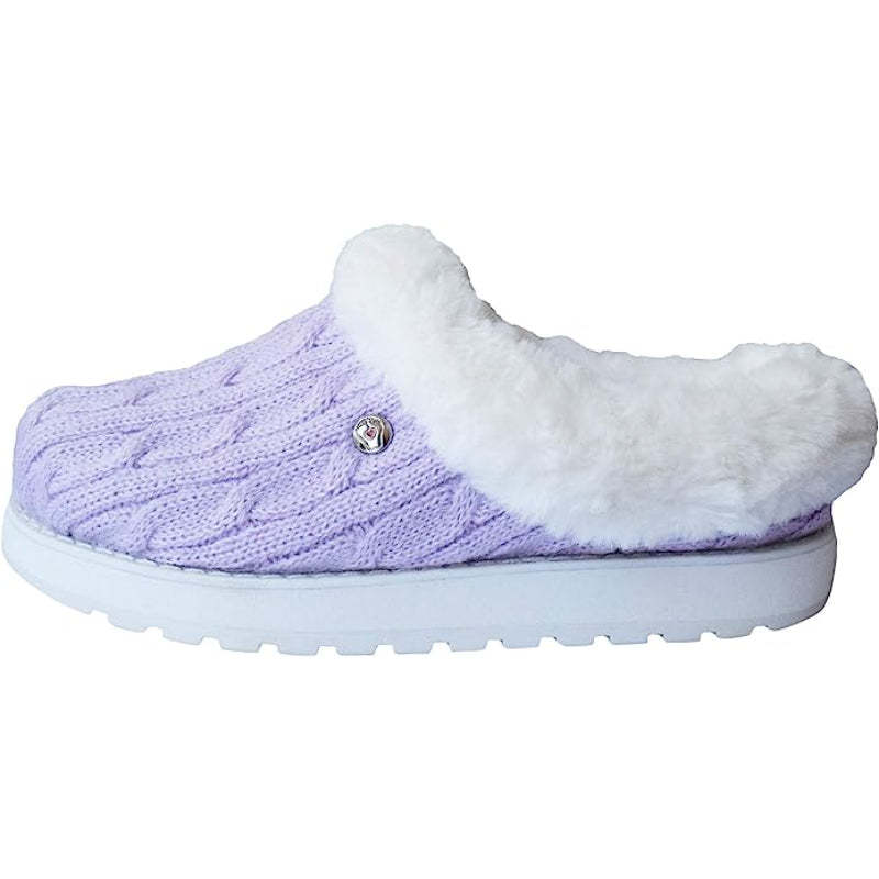 Cable Knit Memory Form Slipper With Rubber Sole