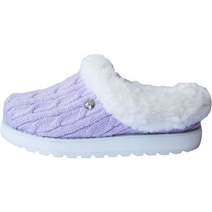 Cable Knit Memory Form Slipper With Rubber Sole