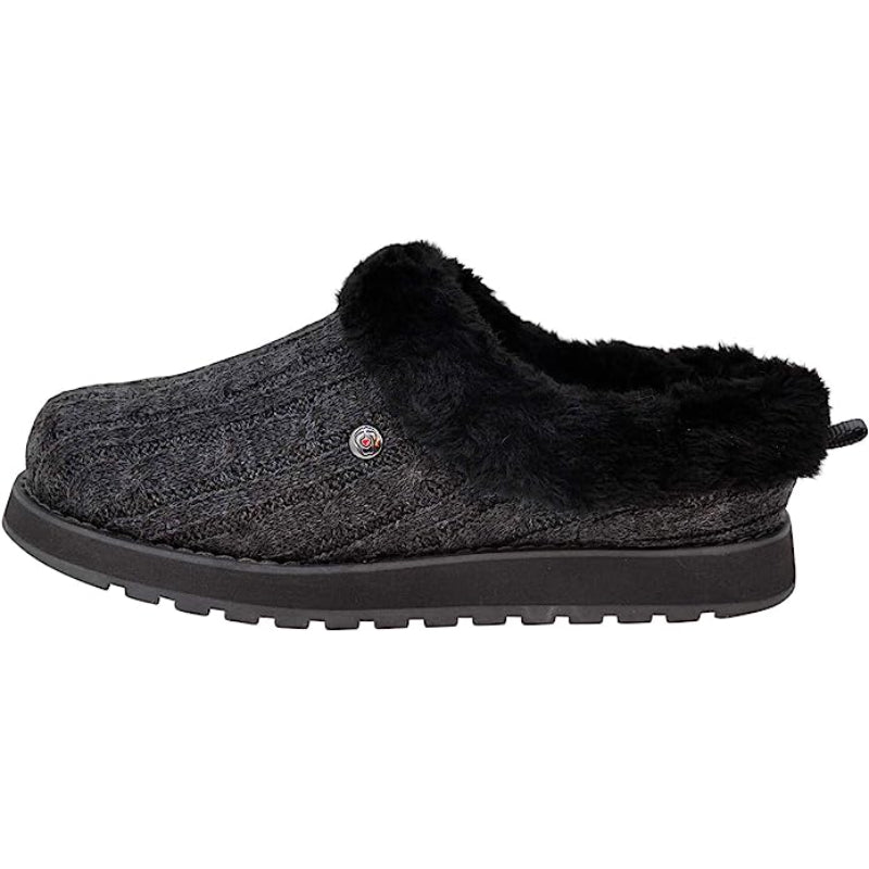 Cable Knit Memory Form Slipper With Rubber Sole