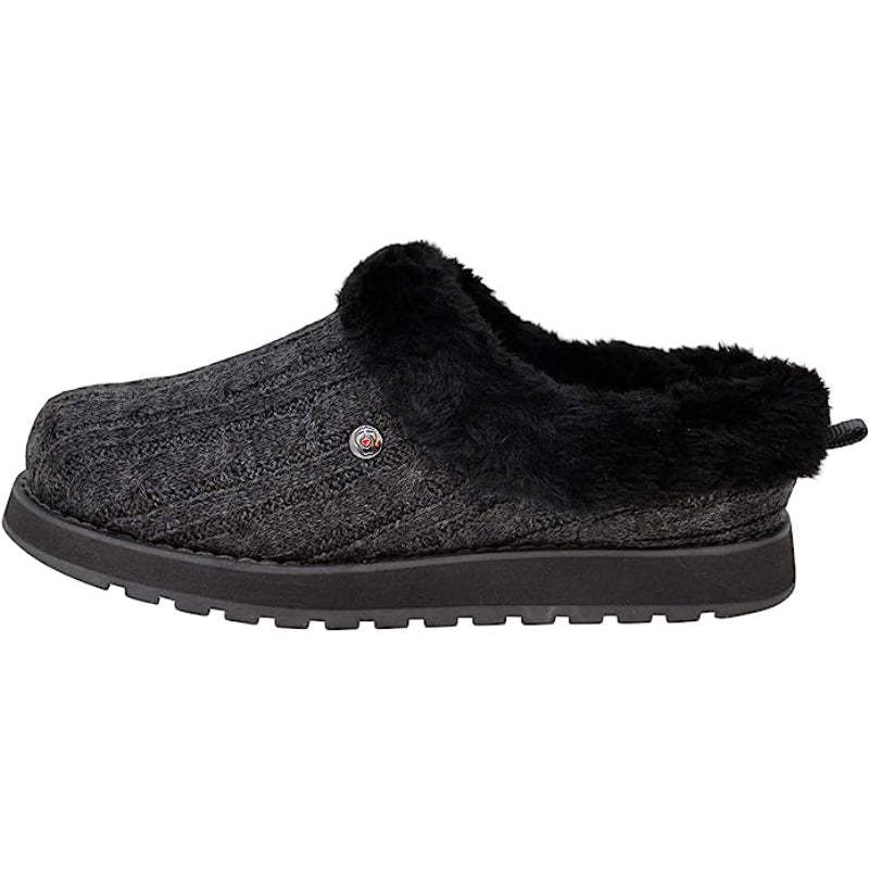 Cable Knit Memory Form Slipper With Rubber Sole